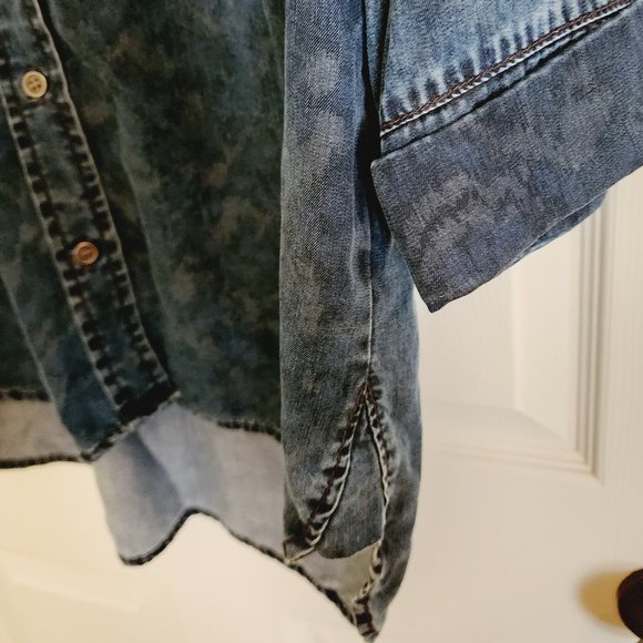 Cloth & Stone by Anthropologie 3/4 Sleeve High Low Chambray Shirt Size M - Picture 5 of 8